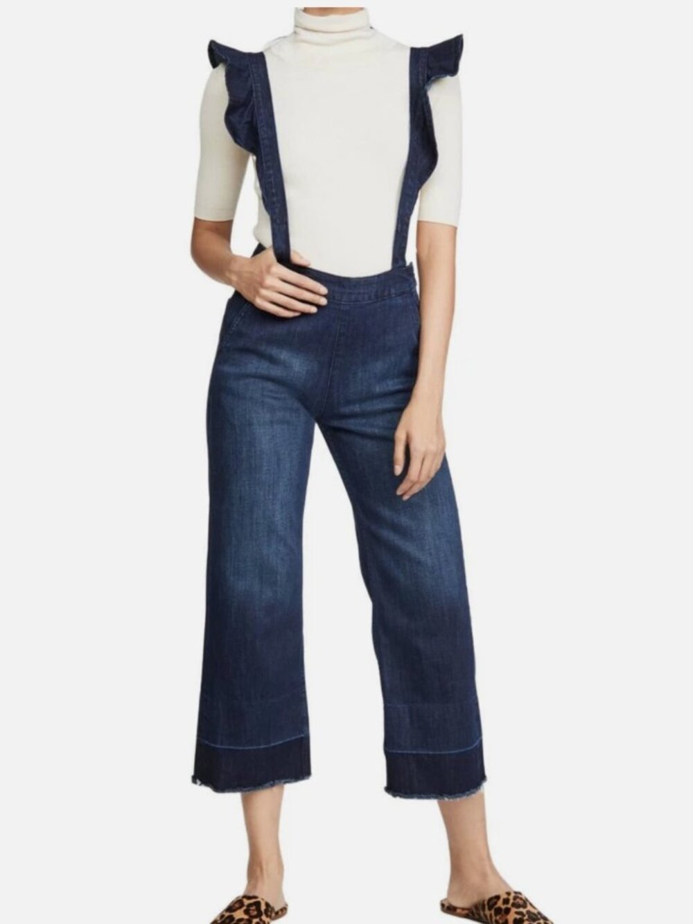 DL1961 Denim Ruffle-Strap Hepburn Overall